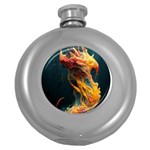 Flame Deep Sea Underwater Creature Wild Round Hip Flask (5 oz) Front