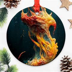 Flame Deep Sea Underwater Creature Wild Round Ornament (two Sides) by Pakemis