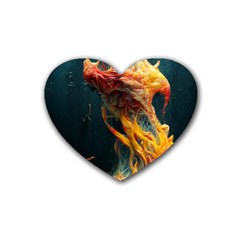 Flame Deep Sea Underwater Creature Wild Rubber Coaster (heart) by Pakemis