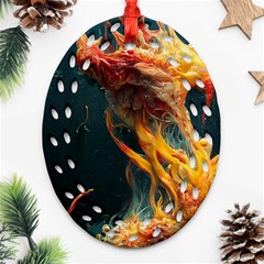 Flame Deep Sea Underwater Creature Wild Ornament (oval Filigree) by Pakemis