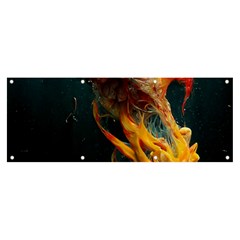 Flame Deep Sea Underwater Creature Wild Banner And Sign 8  X 3  by Pakemis