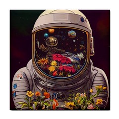 Astronaut Universe Planting Flowers Cosmos Jpg Tile Coaster