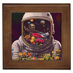 Astronaut Universe Planting Flowers Cosmos Jpg Framed Tile