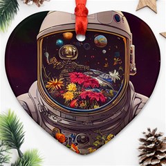 Astronaut Universe Planting Flowers Cosmos Jpg Ornament (Heart)