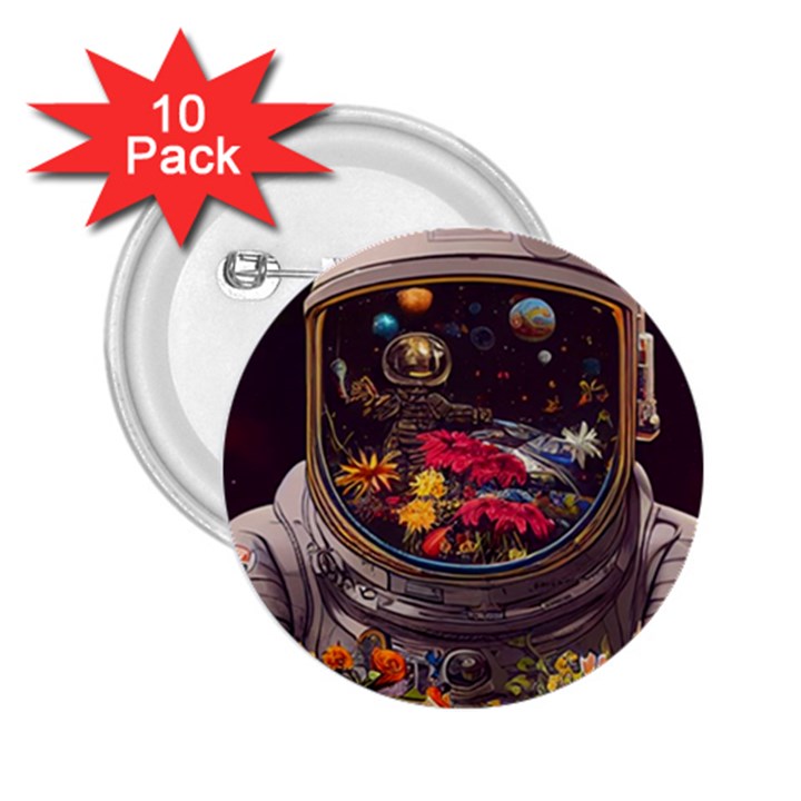 Astronaut Universe Planting Flowers Cosmos Jpg 2.25  Buttons (10 pack) 