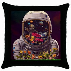 Astronaut Universe Planting Flowers Cosmos Jpg Throw Pillow Case (Black)