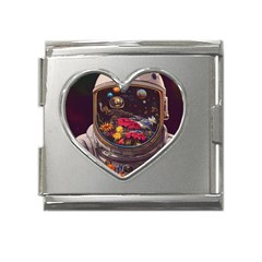 Astronaut Universe Planting Flowers Cosmos Jpg Mega Link Heart Italian Charm (18mm)