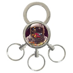 Astronaut Universe Planting Flowers Cosmos Jpg 3-Ring Key Chain