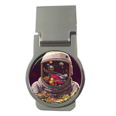 Astronaut Universe Planting Flowers Cosmos Jpg Money Clips (Round) 