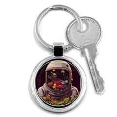 Astronaut Universe Planting Flowers Cosmos Jpg Key Chain (Round)