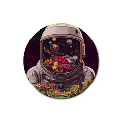 Astronaut Universe Planting Flowers Cosmos Jpg Rubber Coaster (Round)