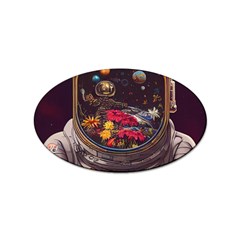 Astronaut Universe Planting Flowers Cosmos Jpg Sticker (oval) by Pakemis