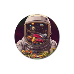 Astronaut Universe Planting Flowers Cosmos Jpg Magnet 3  (Round)