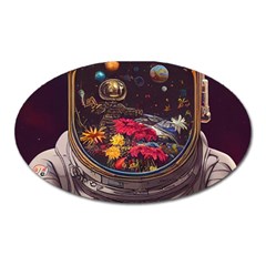 Astronaut Universe Planting Flowers Cosmos Jpg Oval Magnet