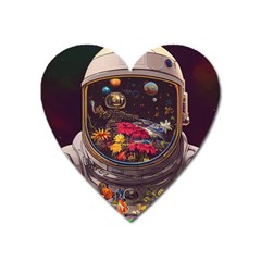 Astronaut Universe Planting Flowers Cosmos Jpg Heart Magnet