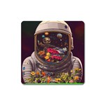 Astronaut Universe Planting Flowers Cosmos Jpg Square Magnet Front