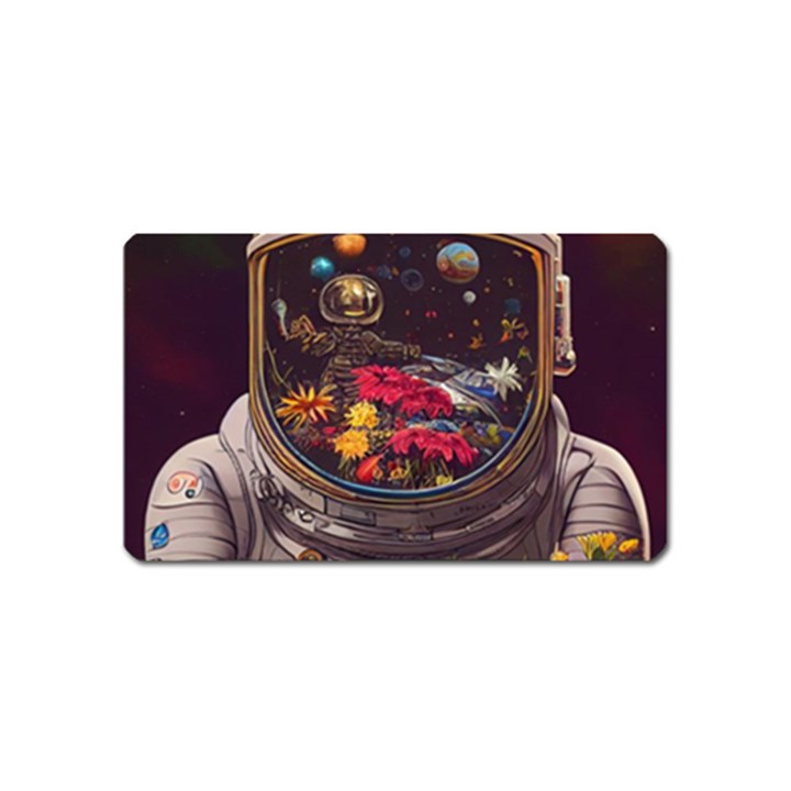 Astronaut Universe Planting Flowers Cosmos Jpg Magnet (Name Card)