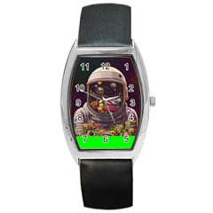 Astronaut Universe Planting Flowers Cosmos Jpg Barrel Style Metal Watch