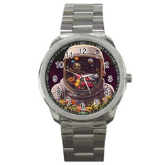 Astronaut Universe Planting Flowers Cosmos Jpg Sport Metal Watch