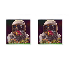 Astronaut Universe Planting Flowers Cosmos Jpg Cufflinks (Square)