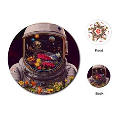 Astronaut Universe Planting Flowers Cosmos Jpg Playing Cards Single Design (Round)