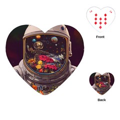 Astronaut Universe Planting Flowers Cosmos Jpg Playing Cards Single Design (Heart)