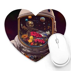 Astronaut Universe Planting Flowers Cosmos Jpg Heart Mousepad