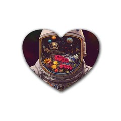 Astronaut Universe Planting Flowers Cosmos Jpg Rubber Coaster (Heart)