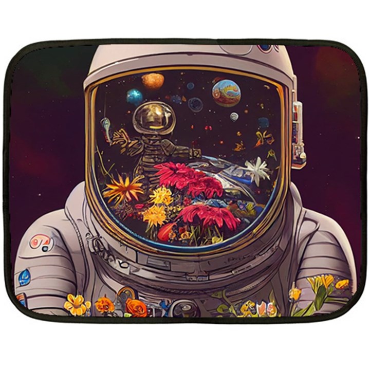 Astronaut Universe Planting Flowers Cosmos Jpg Fleece Blanket (Mini)