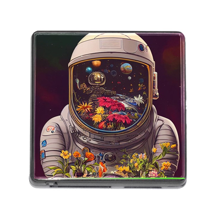 Astronaut Universe Planting Flowers Cosmos Jpg Memory Card Reader (Square 5 Slot)