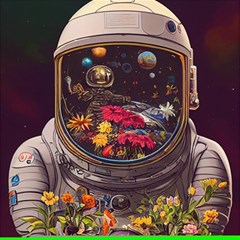 Astronaut Universe Planting Flowers Cosmos Jpg Play Mat (square) by Pakemis