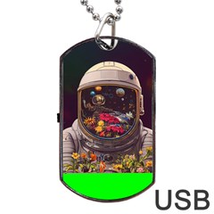 Astronaut Universe Planting Flowers Cosmos Jpg Dog Tag Usb Flash (one Side) by Pakemis