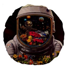 Astronaut Universe Planting Flowers Cosmos Jpg Large 18  Premium Round Cushions