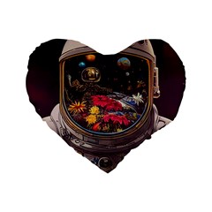 Astronaut Universe Planting Flowers Cosmos Jpg Standard 16  Premium Heart Shape Cushions