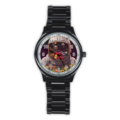 Astronaut Universe Planting Flowers Cosmos Jpg Stainless Steel Round Watch