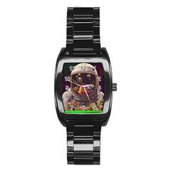 Astronaut Universe Planting Flowers Cosmos Jpg Stainless Steel Barrel Watch