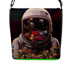 Astronaut Universe Planting Flowers Cosmos Jpg Flap Closure Messenger Bag (l) by Pakemis