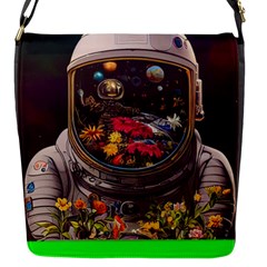 Astronaut Universe Planting Flowers Cosmos Jpg Flap Closure Messenger Bag (S)