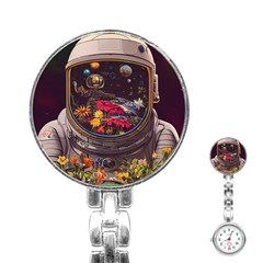 Astronaut Universe Planting Flowers Cosmos Jpg Stainless Steel Nurses Watch