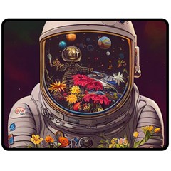 Astronaut Universe Planting Flowers Cosmos Jpg Double Sided Fleece Blanket (Medium)