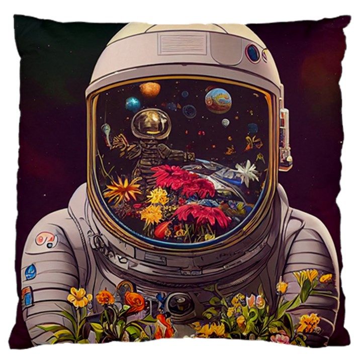 Astronaut Universe Planting Flowers Cosmos Jpg Large Flano Cushion Case (One Side)