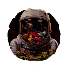 Astronaut Universe Planting Flowers Cosmos Jpg Standard 15  Premium Flano Round Cushions