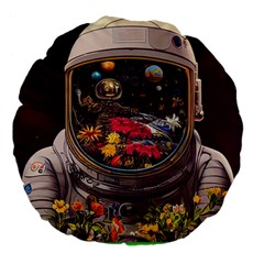 Astronaut Universe Planting Flowers Cosmos Jpg Large 18  Premium Flano Round Cushions