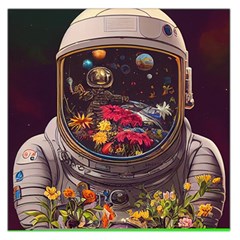 Astronaut Universe Planting Flowers Cosmos Jpg Square Satin Scarf (36  x 36 )