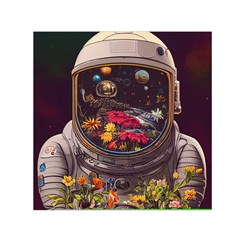 Astronaut Universe Planting Flowers Cosmos Jpg Square Satin Scarf (30  x 30 )