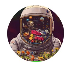 Astronaut Universe Planting Flowers Cosmos Jpg Mini Round Pill Box