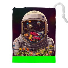 Astronaut Universe Planting Flowers Cosmos Jpg Drawstring Pouch (4XL)