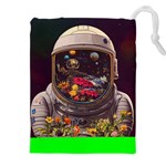 Astronaut Universe Planting Flowers Cosmos Jpg Drawstring Pouch (4XL) Front