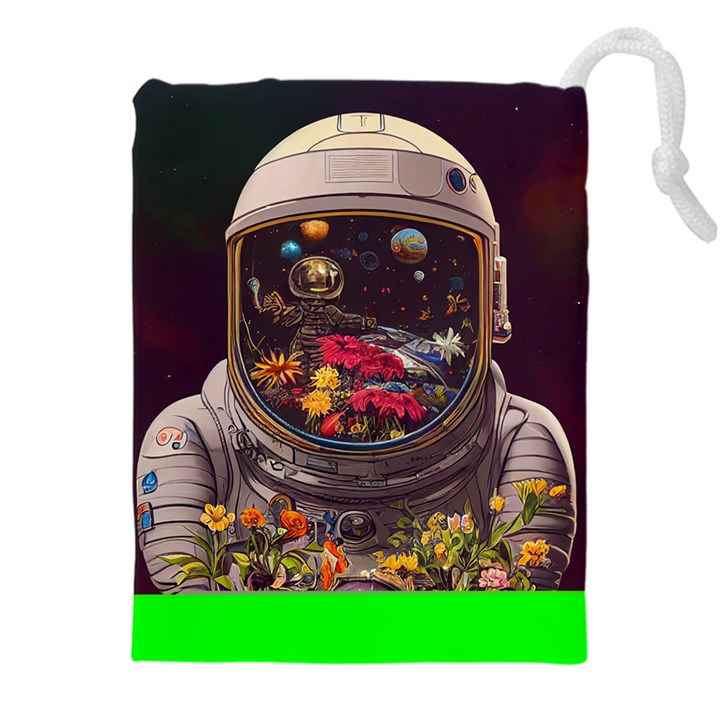 Astronaut Universe Planting Flowers Cosmos Jpg Drawstring Pouch (4XL)