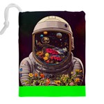 Astronaut Universe Planting Flowers Cosmos Jpg Drawstring Pouch (4XL) Back